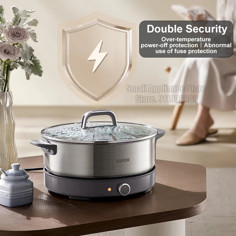 SUPOR 220V Multi Cookers Split Electric Pot 1-7 People Household Stainless Steel Hot Pot Rice Cooker Cooking Appliances H60YK784
