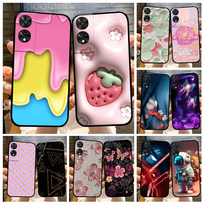For TCL 50 5G Case, 505, 50 SE Fashion Cartoon Flowers Soft TPU Silicone Phone Cover for TCL 50 XE Nxtpaper Shockproof Coque Fundas