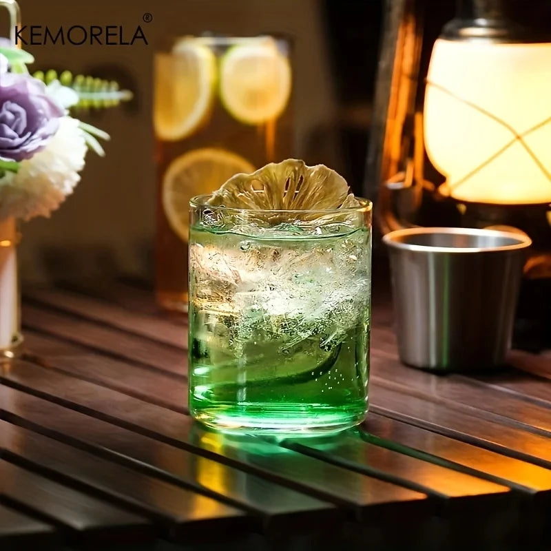 1/4Pcs Transparent glass Cups Juice Water Milk Drink Beer Mug Round And Long Design Suitable For Family Gathering Parties