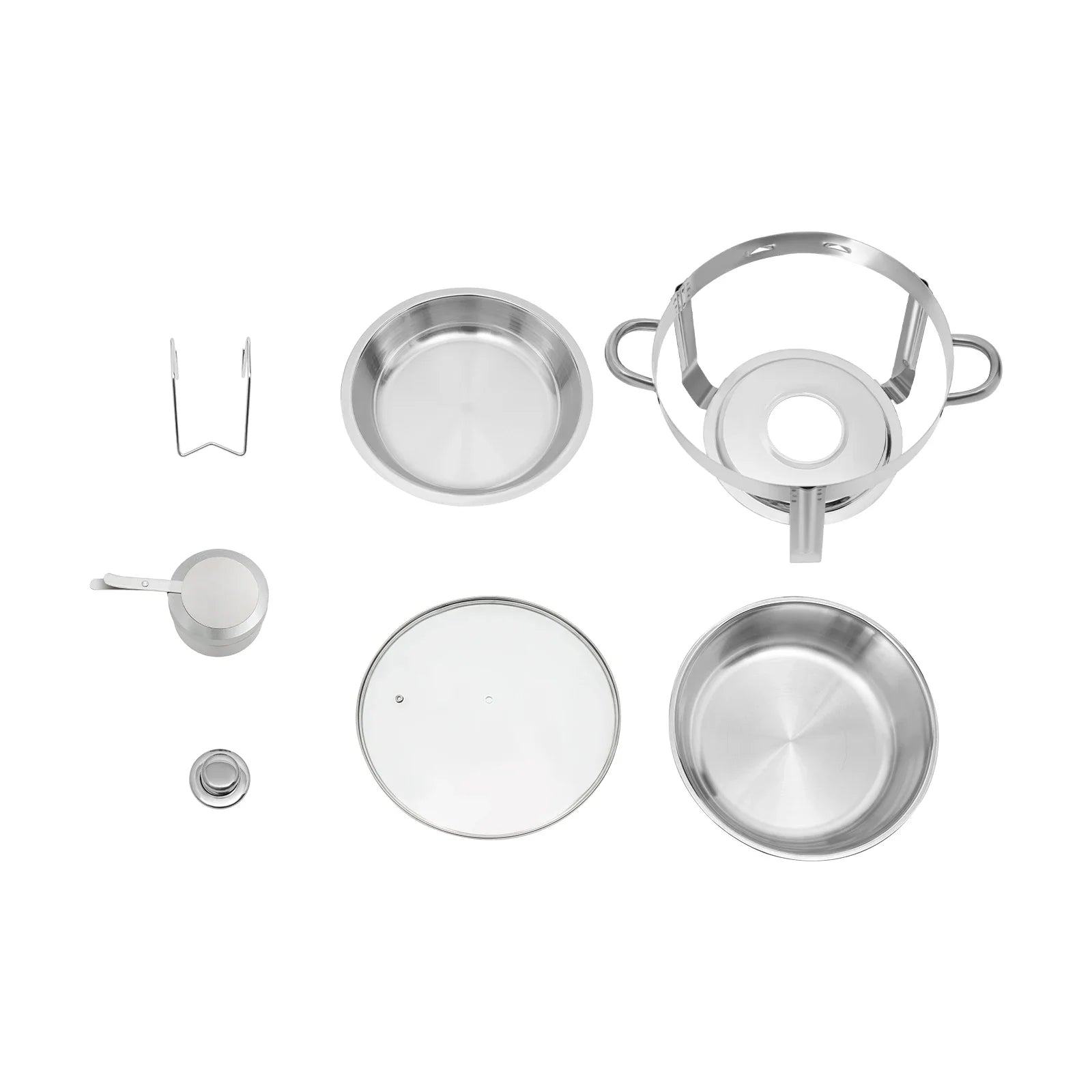 Stainless Steel Chafing Dish Buffet Set, 5L Desktop Round Stove with Food Tray Water Tray and Clear Lid, Chic Home Accessories
