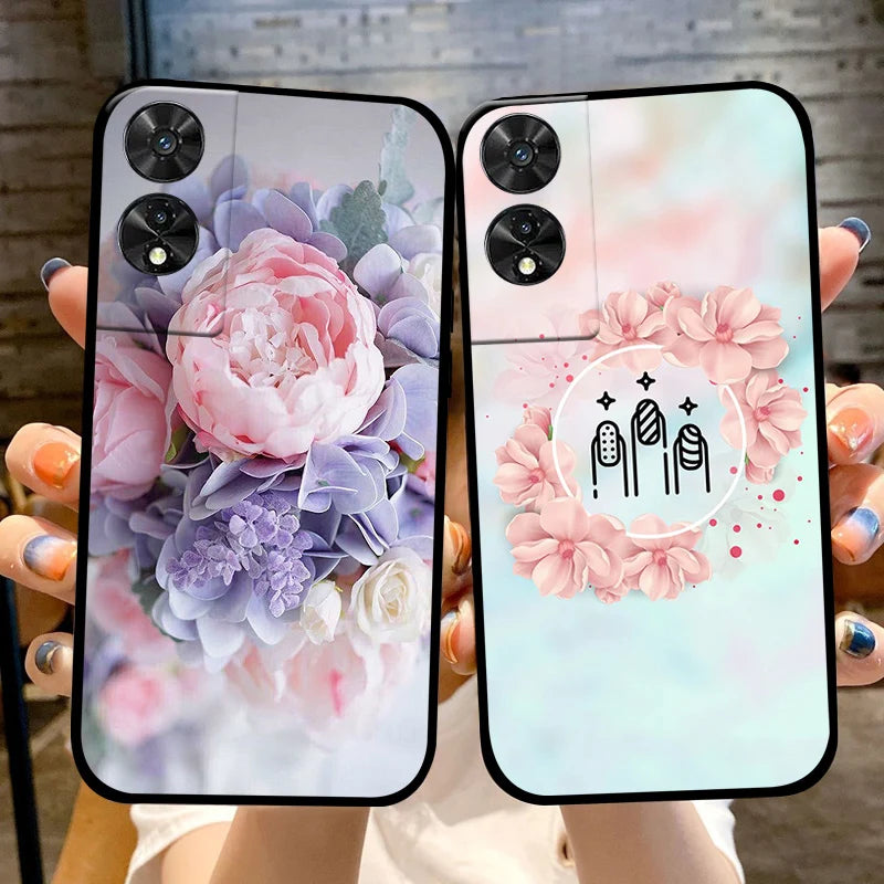 For TCL 50 5G Case, 505, 50 SE Fashion Cartoon Flowers Soft TPU Silicone Phone Cover for TCL 50 XE Nxtpaper Shockproof Coque Fundas