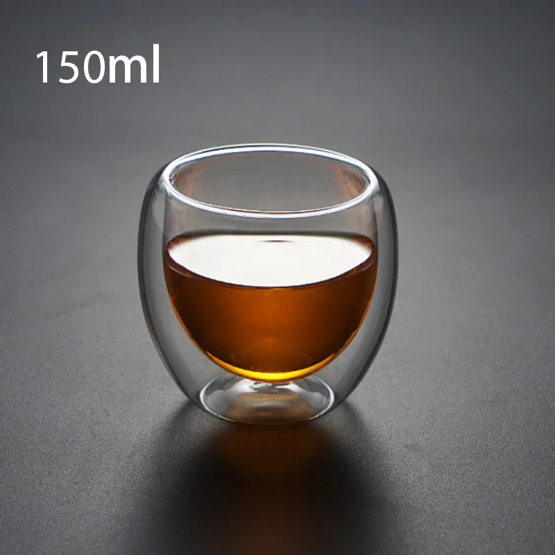 450/250ml Double Wall Glass Clear Handmade Heat Resistant Tea Drink Cups Healthy Drink Mug Coffee Cups Insulated Shot Glass