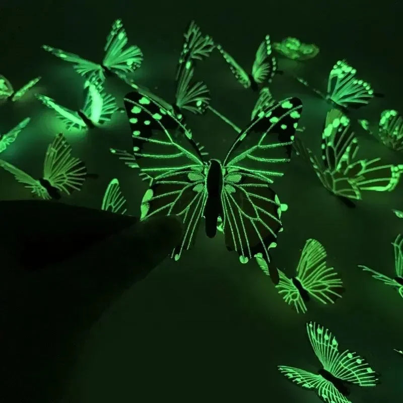 3D Luminous Butterfly Wall Stickers Creative Glow in The Dark Butterflies Wall Decals Wallpaper for Living Room Bedroom Decor