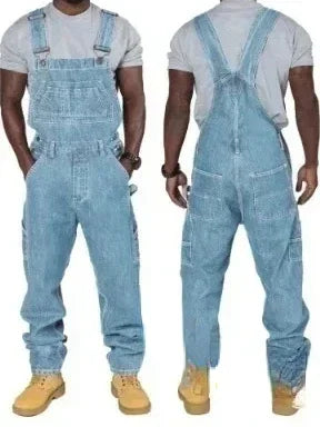 Mens Jeans 2024 Overalls Men Pockets Casual Loose Long Denim Pants Slim Splice Straight Rompers Autumn Plus Size Long Jeans Men