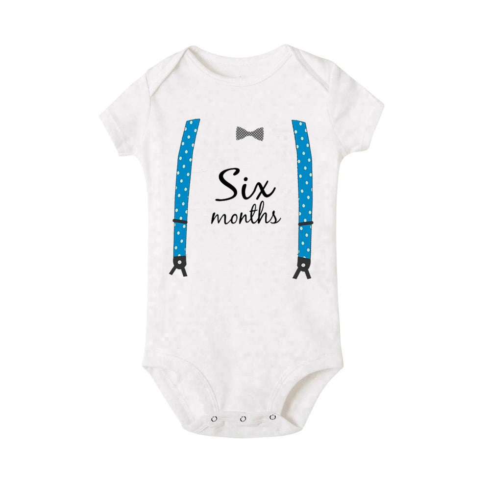 Baby Grow Monthly Milestone Baby Bodysuit 1-12 Month Newborn Romper Photography Prop Outfit Toddler Clothes Infant Shower Gift