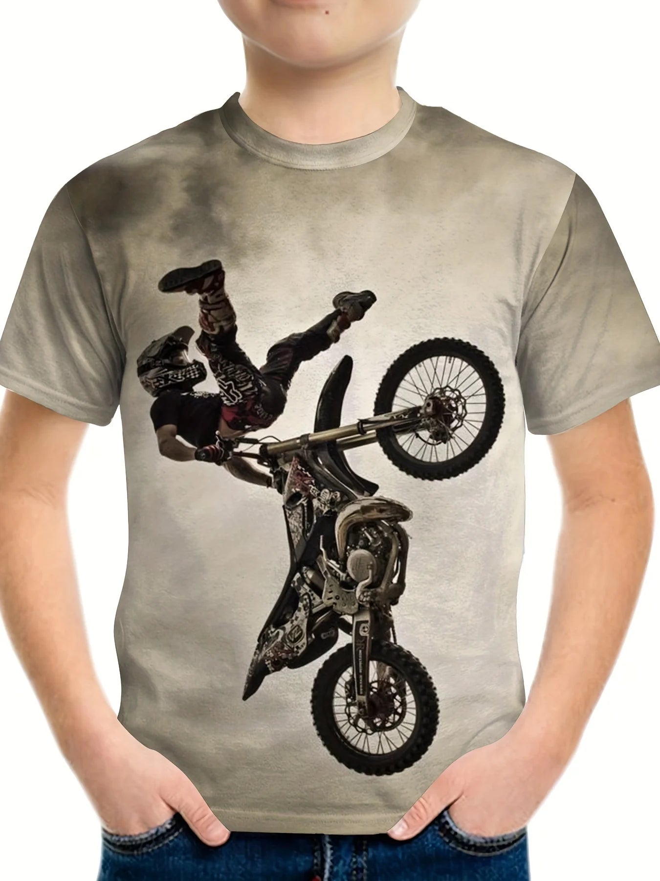 Children Top Boy Clothes Stylish Motorcycle 3D Print Short Sleeve Kids Summer Clothes Fashion Casual Girl Clothes O-Neck T-Shirt
