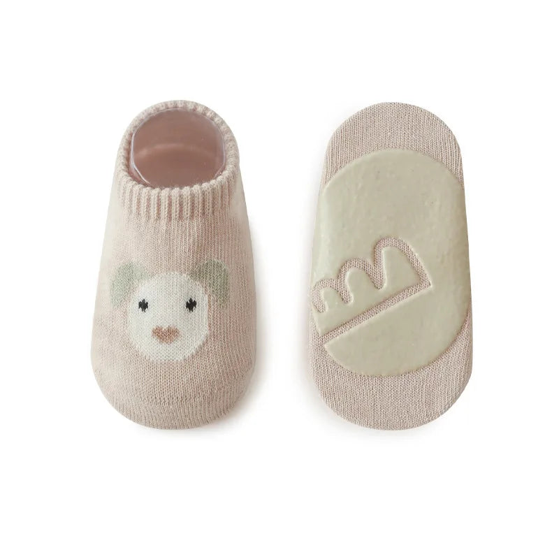 5Pairs/lot 2024 New 0-5Years Anti-slip Non Skid Ankle Socks With Grips For Baby Toddler Kids Boys Girls All Seasons Cotton Socks