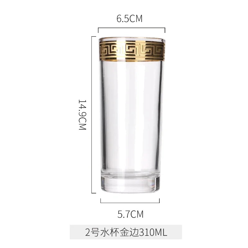 Phnom Penh Silver Edge European Glass Brandy Champagne Tall Foreign Crystal Red Wine Dining Table Household Water Glass