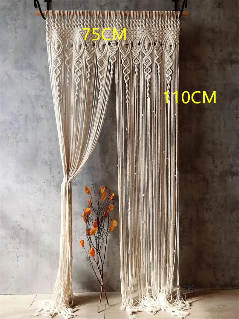 Hand-woven Macrame Cotton Door Curtain Tapestry Wall Hanging Art Tapestry Boho Decoration Bohemia Wedding Backdrop Tapestry
