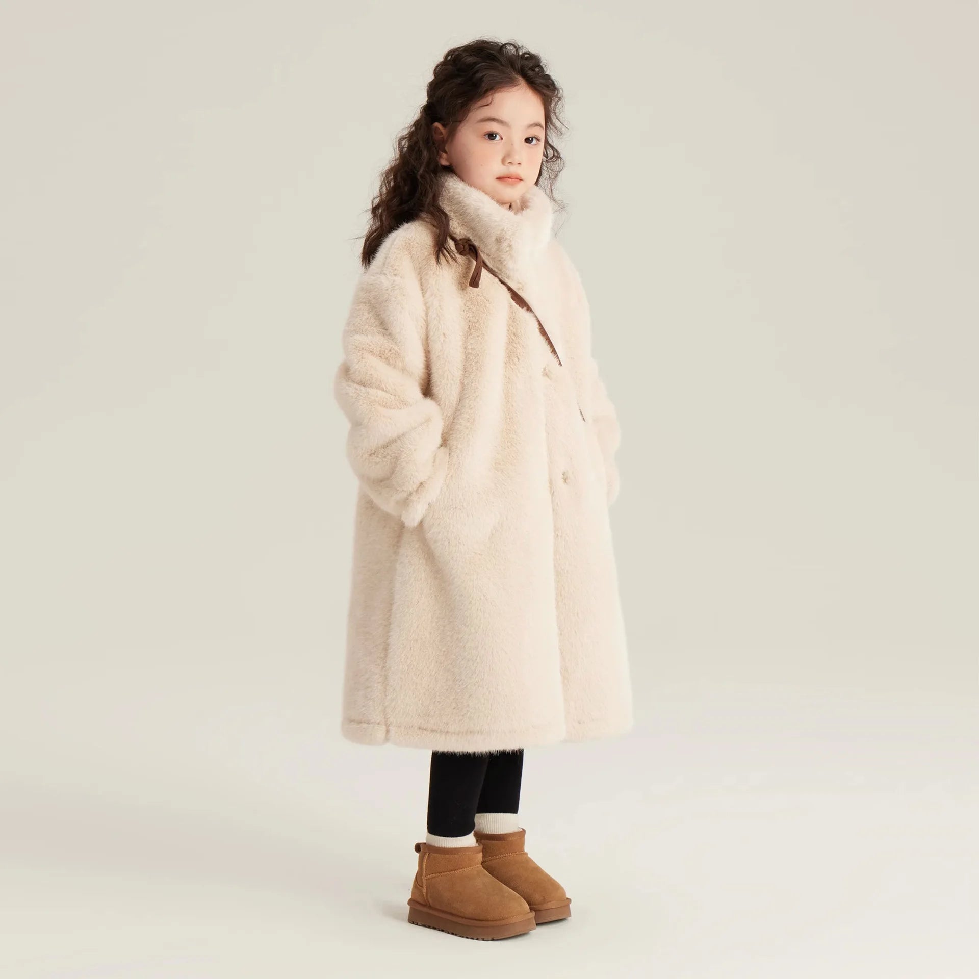New Teenagers Winter Girls Plush Jacket Solid Color Keep Warm Princess Fur Coat Christmas Gifts 5 6 8 10 12 Years Kids Clothes