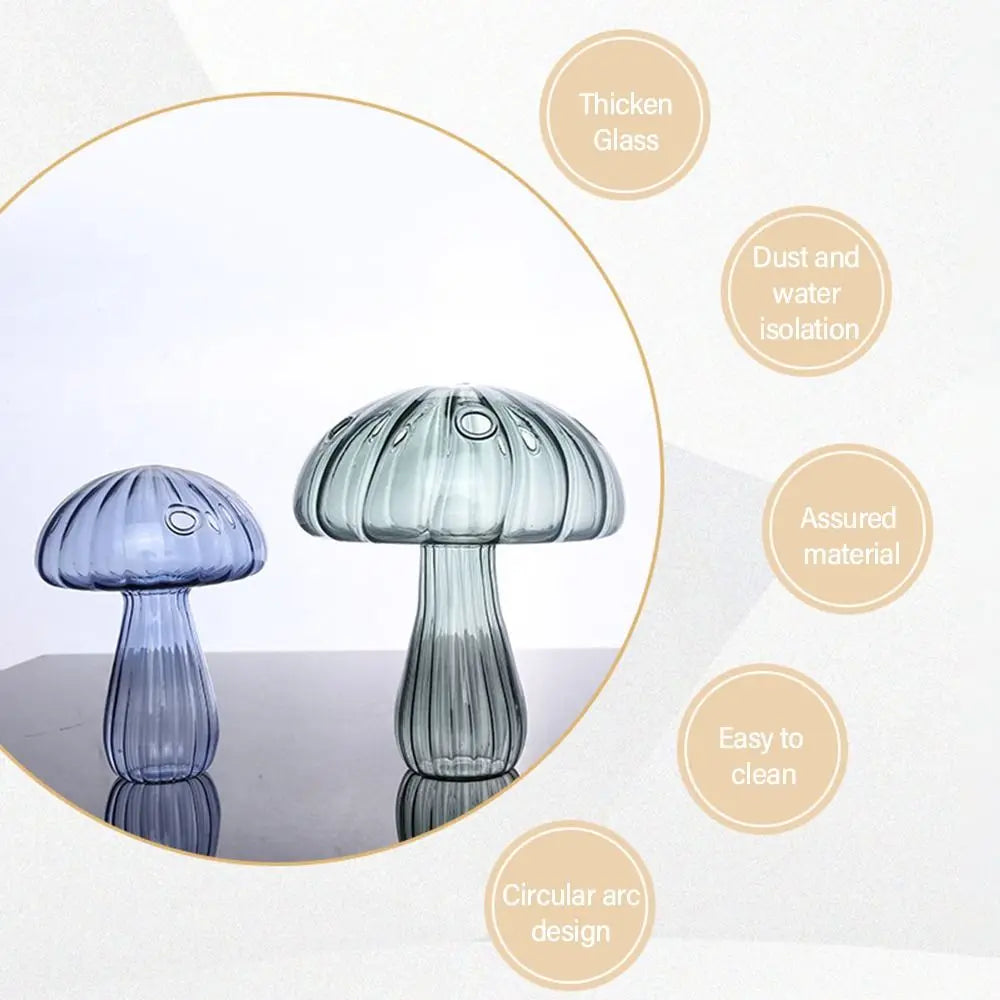 Simple Mushroom Shaped Vase Transparent Glass Vase Hydroponic Flower Plant Aromatherapy Bottle Creative Home Decoration
