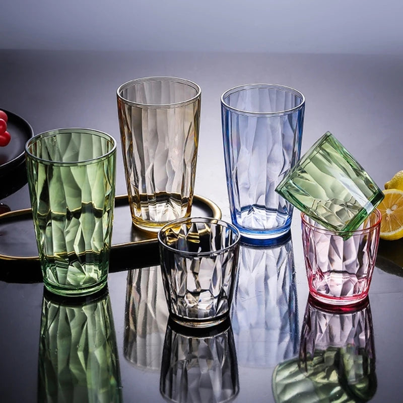 Y1UD Shatterproof Acrylic Water Tumblers 490ml Unbreakable Drinking Glasses Reusable Beer Champagne Cup Dishwasher Safe