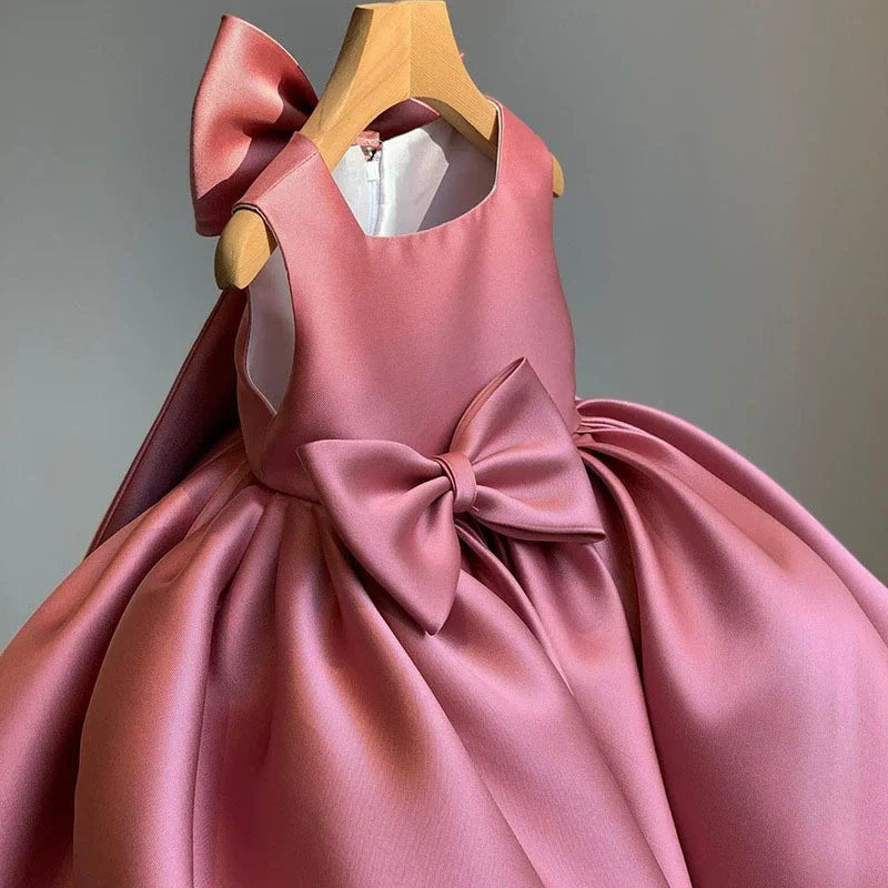 Girls Big Bow Princess Dresses Kids Sweet Tutu Baby Birthday Party Christening Gown Ball Children Baptism Clothes Vestidos