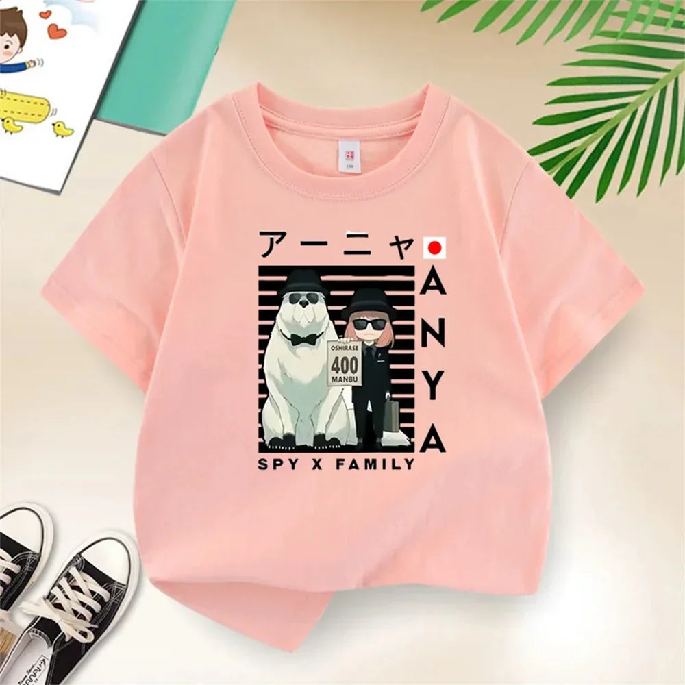 Kids Tshirt Girls Boys Summer Spy X Family Anya Tops Cartoon Printed Casual Short Sleeve Kids Baby T-shirt Children Clothes