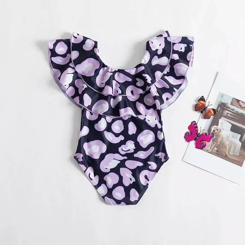2024 New One-Piece Swimsuit Baby Girl Backless Flower Bikini Beach Holiday Swimming Bathing Suit Children Kids 1-5 Year Swimwear