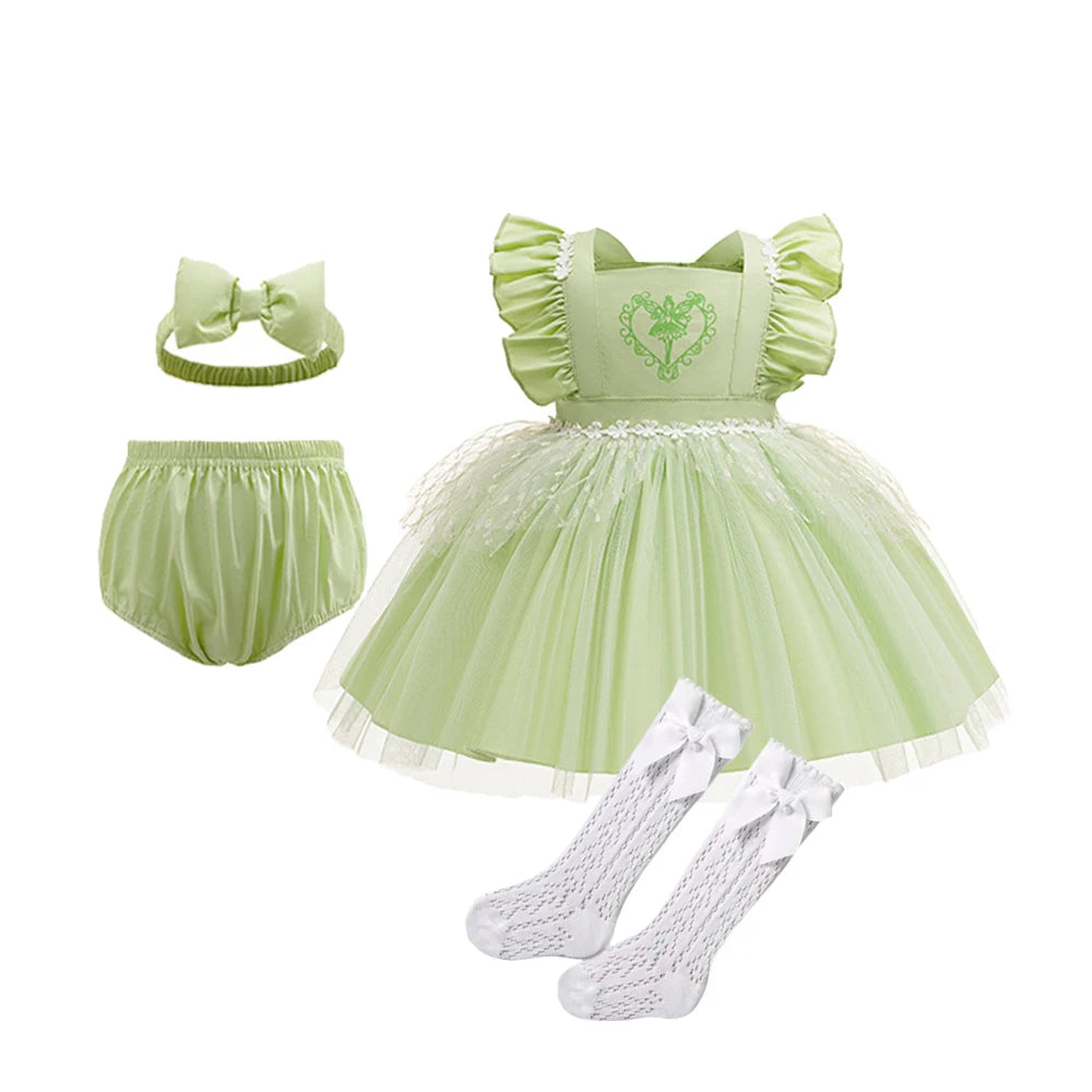 Boutique 3PCS Baby Girls Princess Dress Shorts Bow Headwear 1st 2nd Birthday Party Infant Clothing Set Halloween Alice Costume