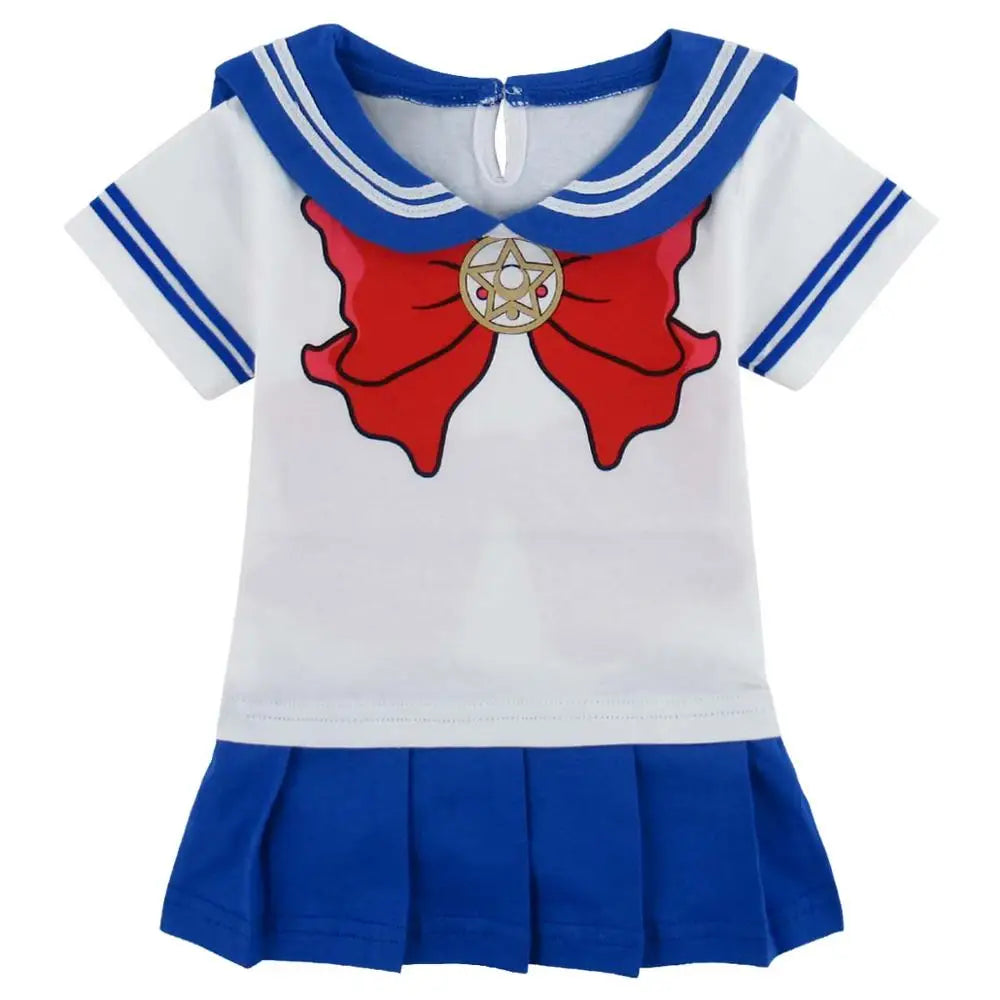 Baby Girls Sailor Moon Bodysuit Short Sleeve Dress Newborn Rompers Carnival Halloween Cosplay Outfit Fancy Party Costume