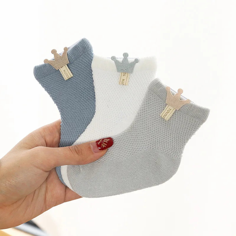 3Pairs/set Baby Girls Boys Socks Newborn Summer Mesh Thin Infant Socks for Girls Cotton Solid Casual Toddler Sock Age for 0-5Y