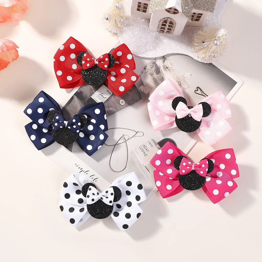 4Pcs/lot Baby Girl Lovely Polka Dot Bow Hair Clips for Hair kids Cartoon Hairpins Boutique Dress Hair Accessories Gift Set