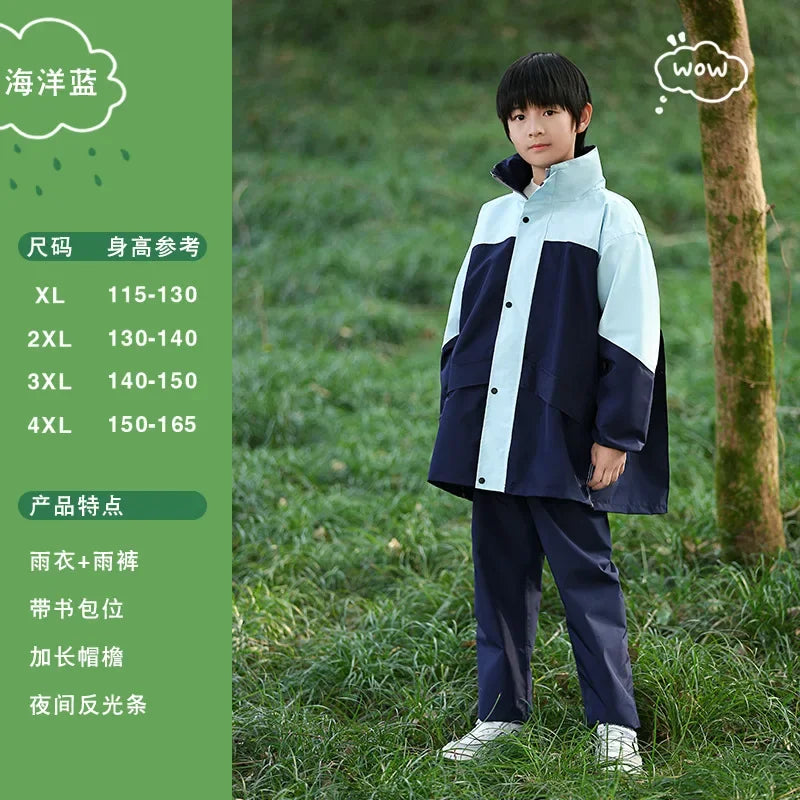 Children's Raincoat Suit, Ages 6-16 Years, Boy Girl Kids Rain Wear, Kids Rain Coat Jacket, Waterproof Poncho, Outdoor Hiking Rain Gear