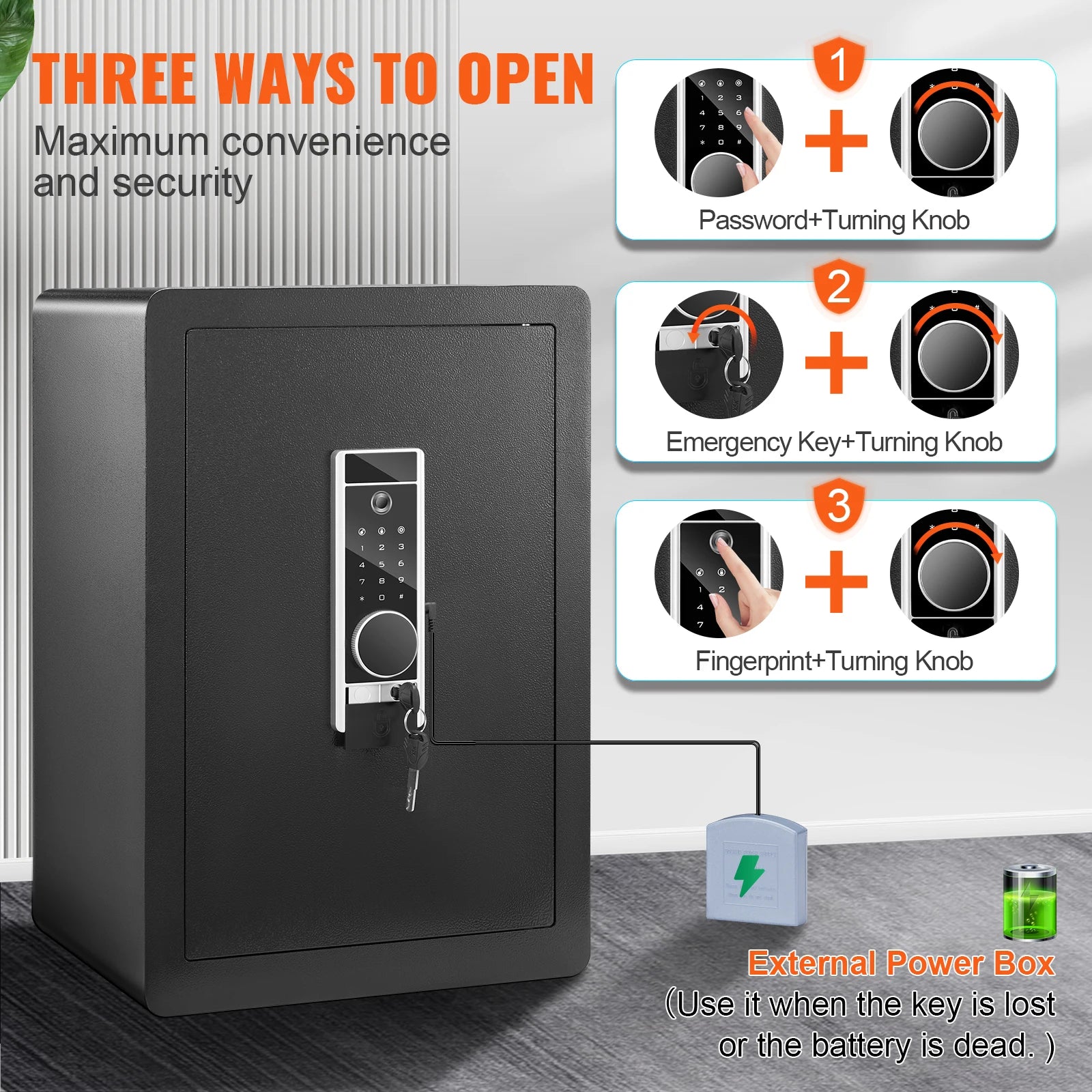 SucceBuy Electric Safe 2.2/1.8 Cubic Feet Fingerprint&Digital Security Cabinet Safe W/ Fire-proof Bag for Cash Jewelry Documents