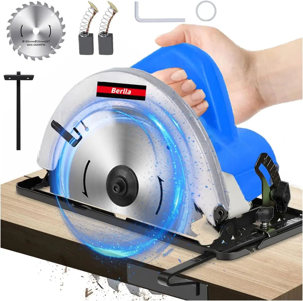 PRO Electric Circular Saw,2000W 7-1/2 Inches(185mm)Adjustable Cutting Depth 5500RPM 0 to 45° Bevel Angle Circular Wood/Metal Saw