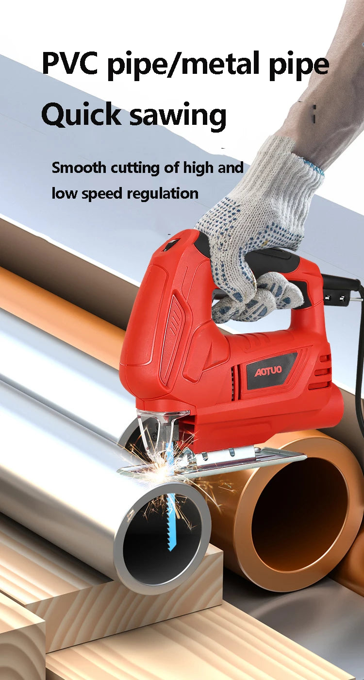 500W Jigsaw Variable Speed ​​Electric Saw 220 V for Woodworking Home DIY Power tools with Metal Base by