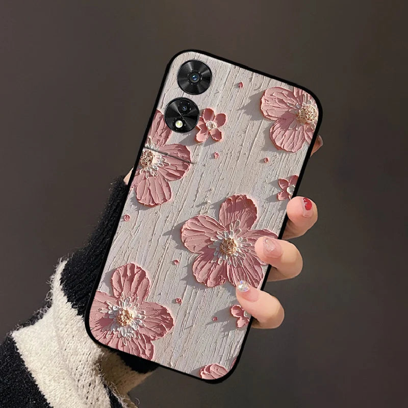 For TCL 50 5G Case, 505, 50 SE Fashion Cartoon Flowers Soft TPU Silicone Phone Cover for TCL 50 XE Nxtpaper Shockproof Coque Fundas