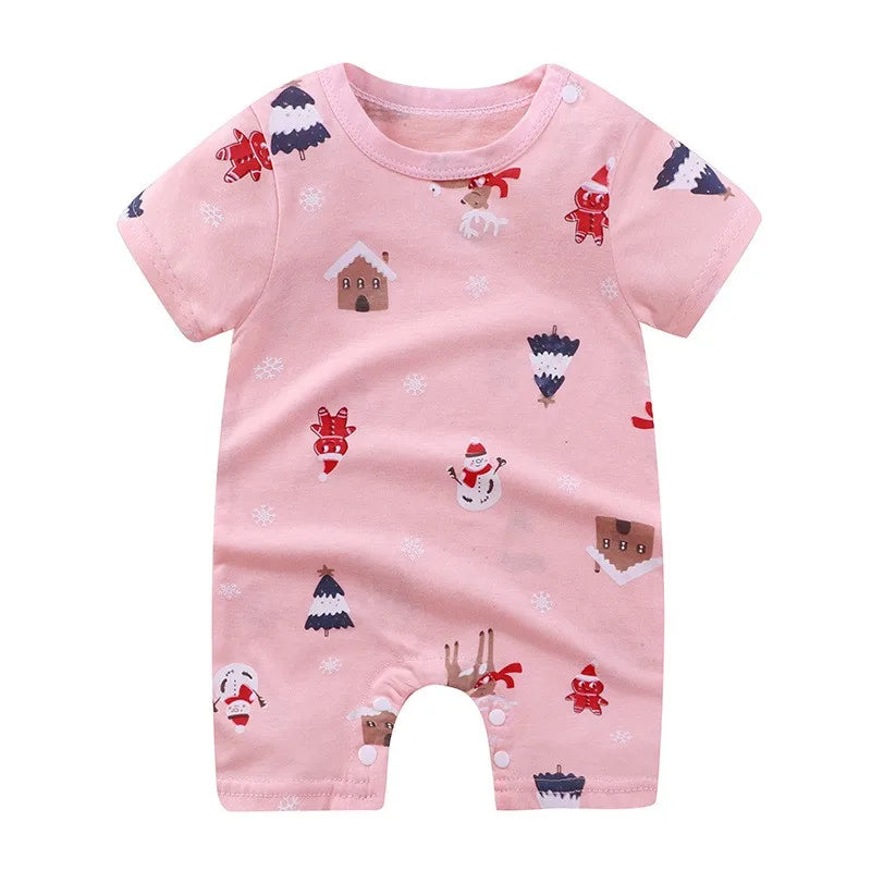 Summer 3-24 Months Baby Boys Girls Romper Infant Jumpsuit Cartoon Short-sleeved Climbing Pajamas Cotton Toddler Clothes