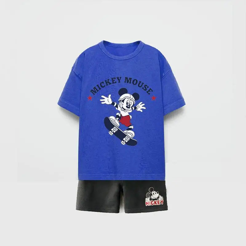 Trendy Outfits 2025 Summer Child Clothing Cute TShirt Black Shorts New Printed Tops +Shorts Boys Short Sleeve Suit Outer Wear