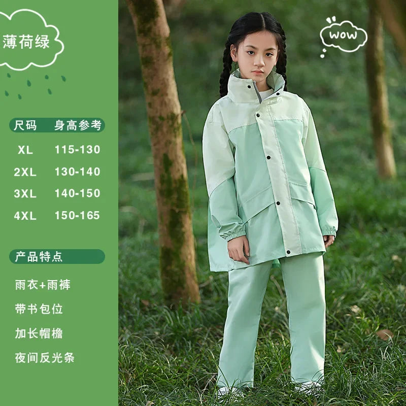 Children's Raincoat Suit, Ages 6-16 Years, Boy Girl Kids Rain Wear, Kids Rain Coat Jacket, Waterproof Poncho, Outdoor Hiking Rain Gear