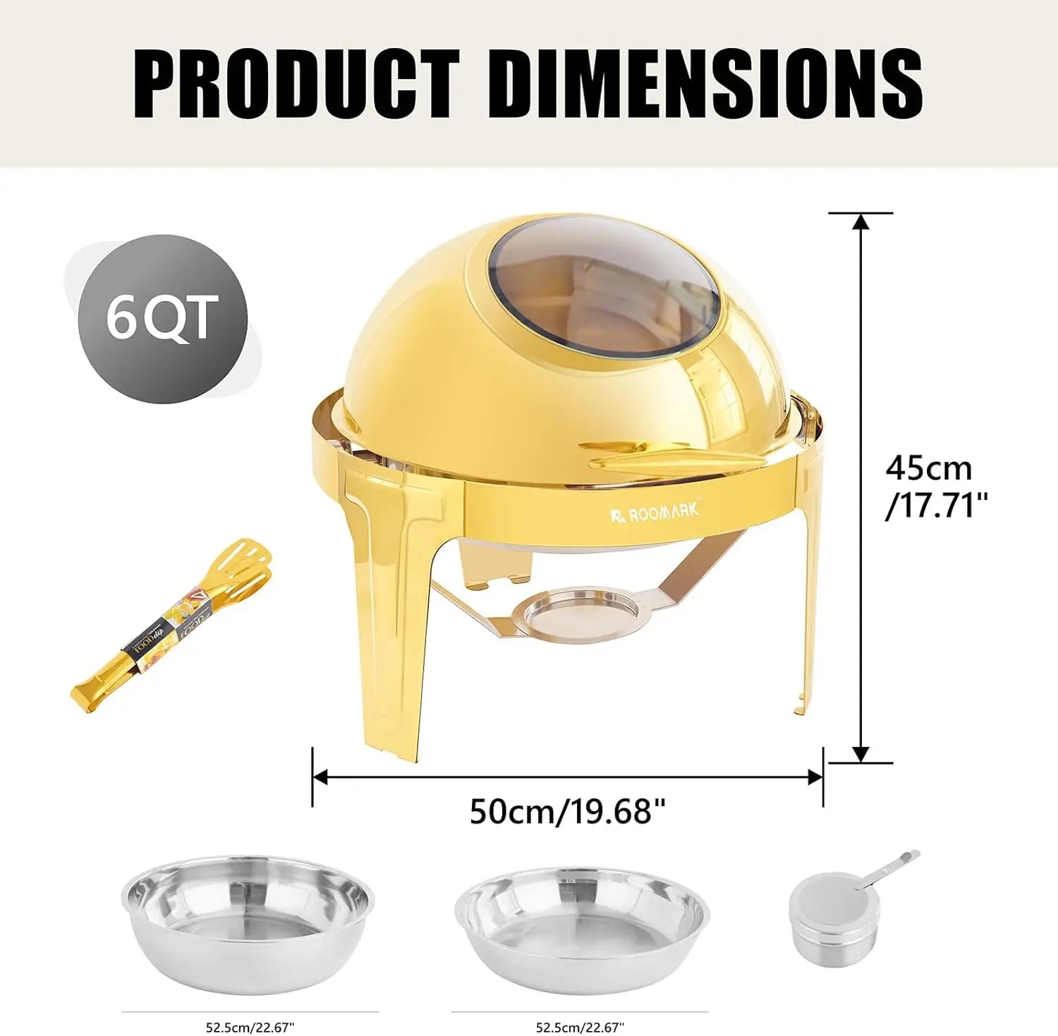 ROOMARK 9QT Chafing Dish Buffet Set , High Grade Stainless Steel Catering Warmer Complete set with Thick Frame for Party Wedding