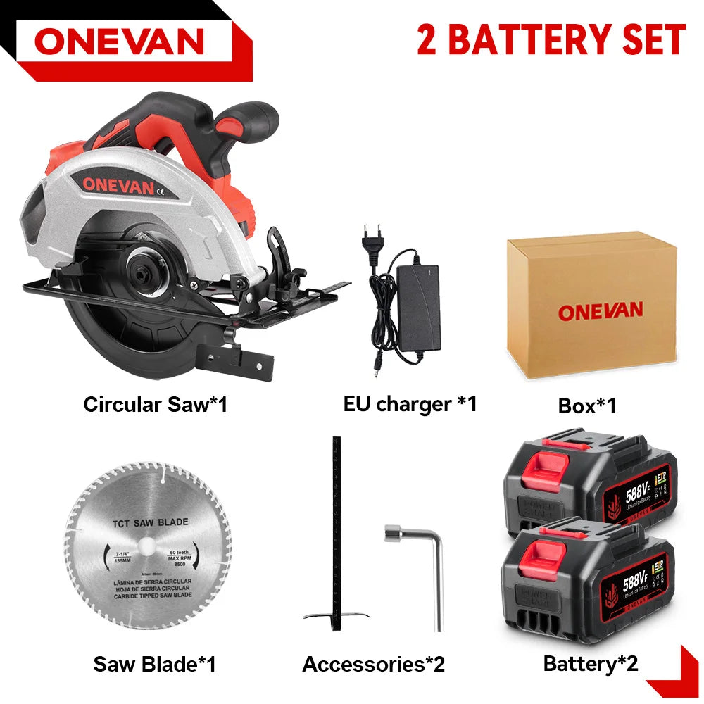 ONEVAN 4000W Brushless Electric Circular Saw 11000RPM 8Inch Cordless Handheld Wood Cutting Power Tool For Makita 18V Battery Pin