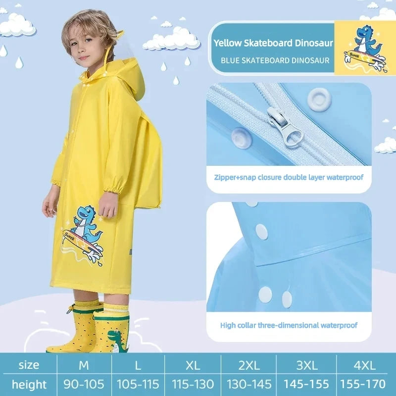 Children's Raincoat, Kids Waterproof Rain Poncho, Full Coverage, High-Quality Raincoat, Student Boys Girls Backpack Travel Rainwear