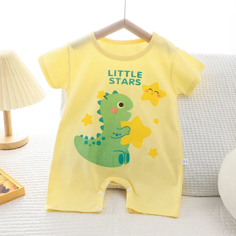 Infant Toddler Crawling Clothes Cotton Summer Boys Girls Thin Baby Short Sleeved Romper Suit Children's Onesie