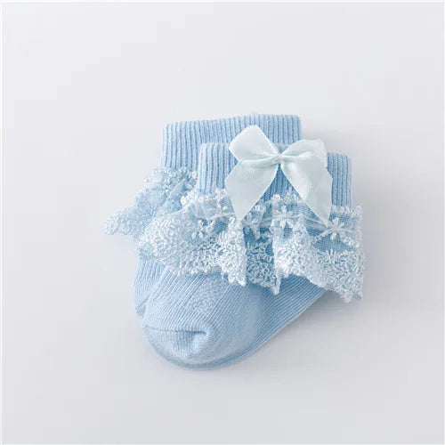 Lawadka 0-24Month Newborn Baby Socks For Girls Cotton Lace Infant Girls Sock Princess Bow Toddler Baby Girls Socks Spring 2023