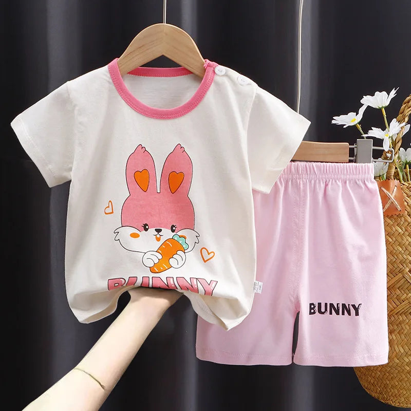 Summer Baby Girl clothes Set Cartoon short sleeve cotton girls Outfits for 0-3year Kids Clothes