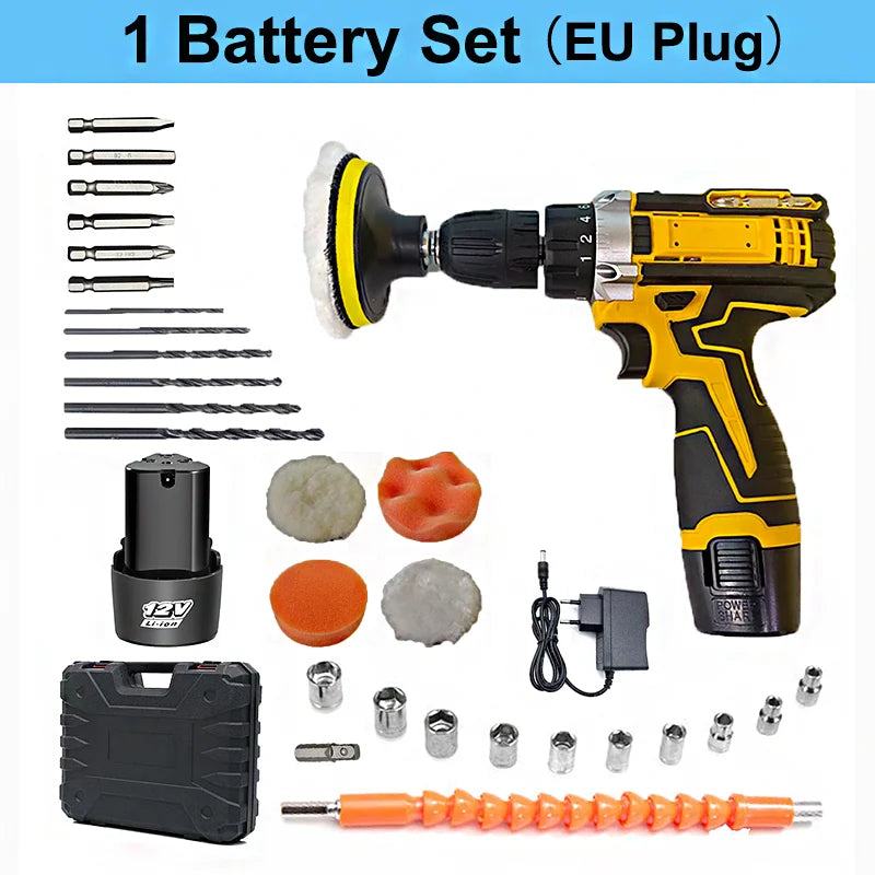 Lithium Electric Drill, Electric Screwdriver, Hand Electric Drill, Electric Tool Set, Multifunctional Accessory Box Packaging