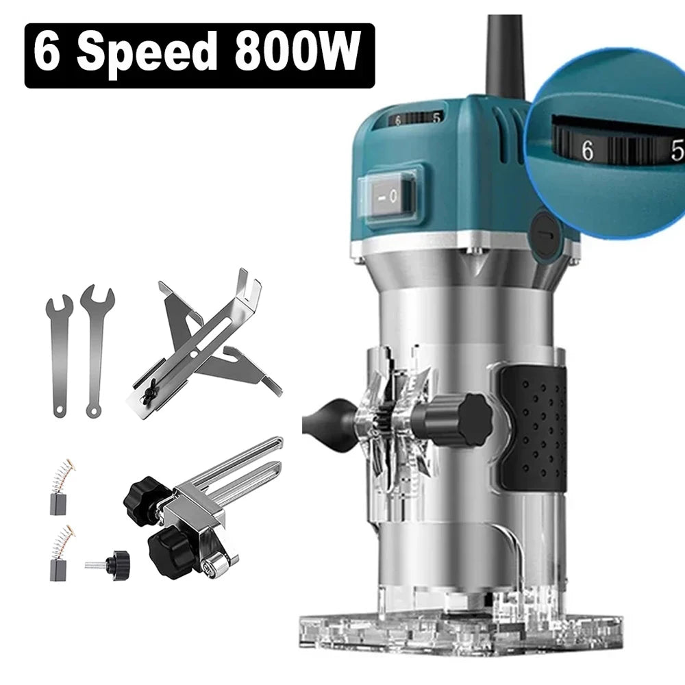 800W Electric trimming Machine woodwork milling enching Hand Wood Edge Router Trimmer Home DIY Power oils