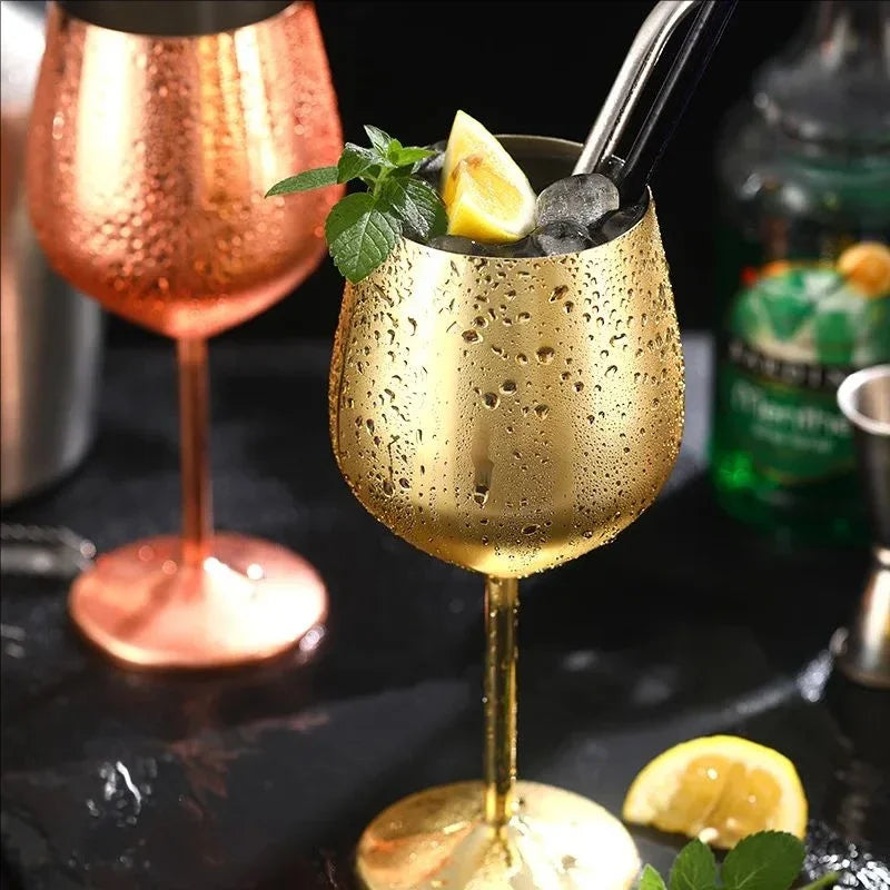 4PCS Stainless Steel Glass Cocktail Creative Metal Wine Glass Bar Restaurant Champagne Red Wine Glass Drinkware Barware Cup