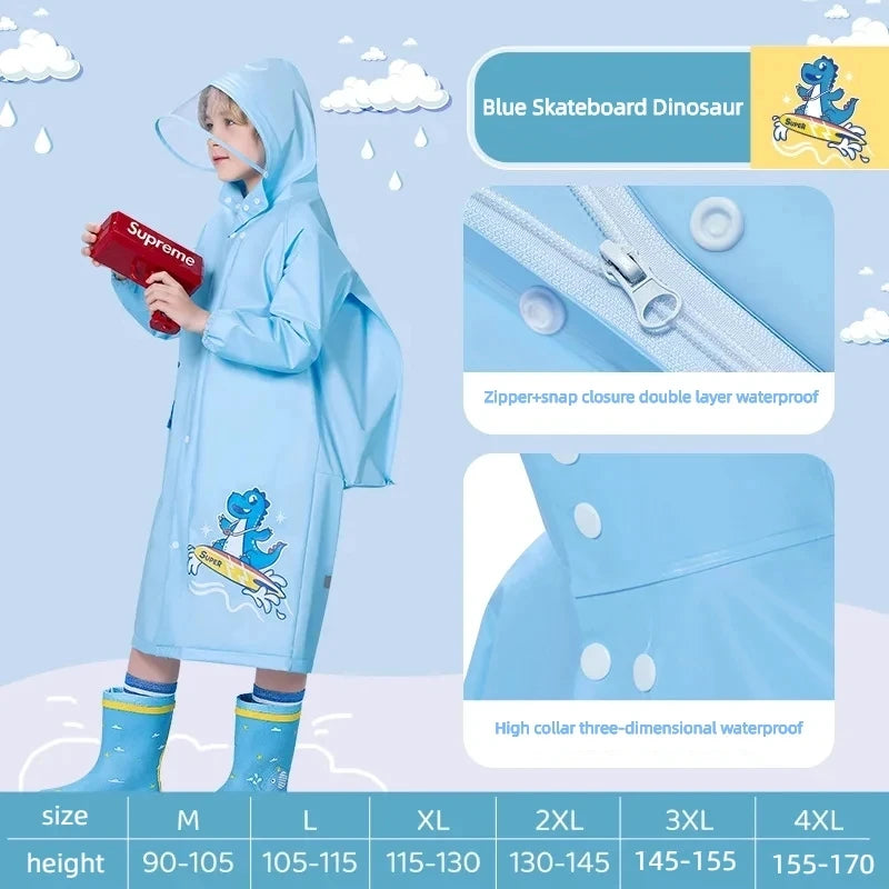 Children's Raincoat, Kids Waterproof Rain Poncho, Full Coverage, High-Quality Raincoat, Student Boys Girls Backpack Travel Rainwear