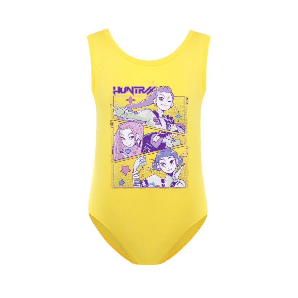 KPop Demon Hunters Huntrix Clothes Kids Swimwear Girls Summer One-Piece Swimsuit Children Sleeveless Swiming Biniki Sets