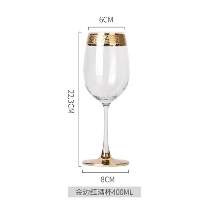 Phnom Penh Silver Edge European Glass Brandy Champagne Tall Foreign Crystal Red Wine Dining Table Household Water Glass