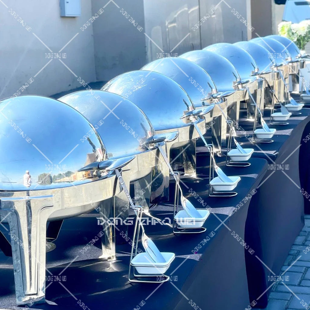 Roll Top Design Restaurant Hotel Chafing Dish Buffet Gold Display Equipment Food Warmer Catering Chefing Dish Set