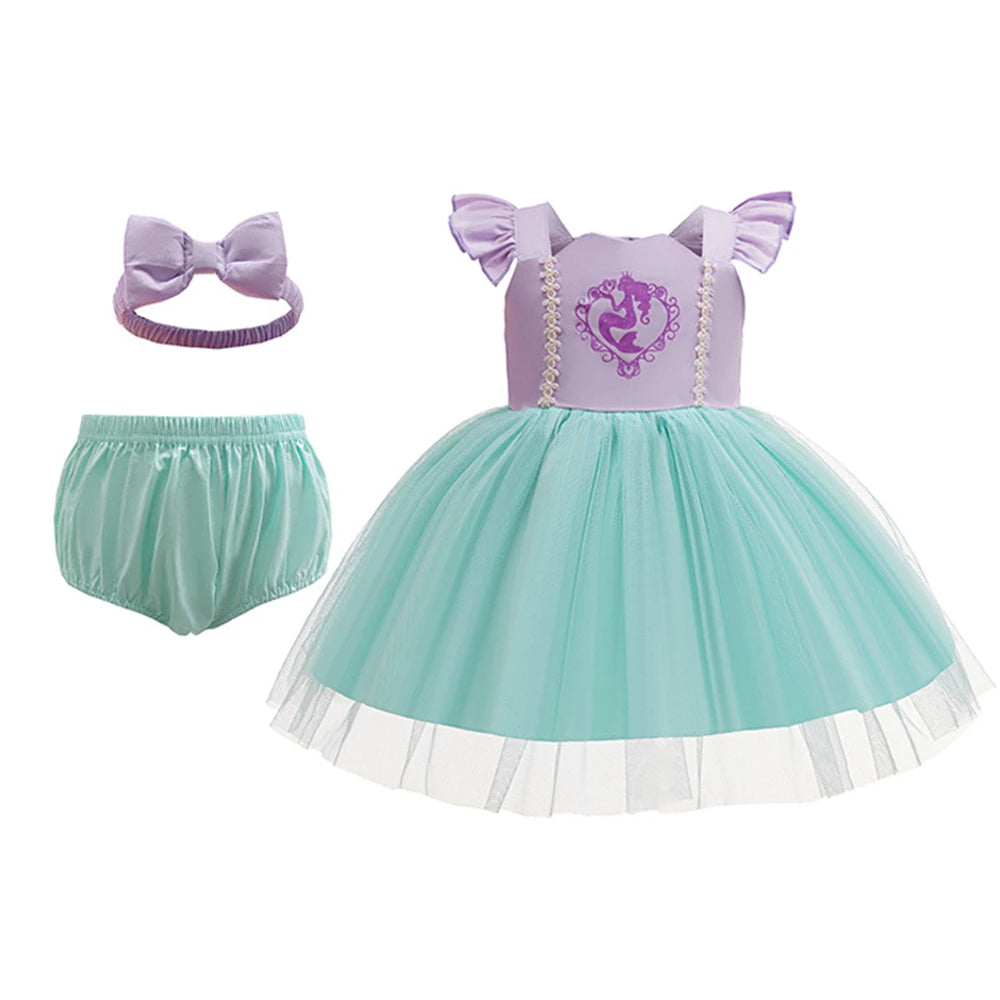 Boutique 3PCS Baby Girls Princess Dress Shorts Bow Headwear 1st 2nd Birthday Party Infant Clothing Set Halloween Alice Costume