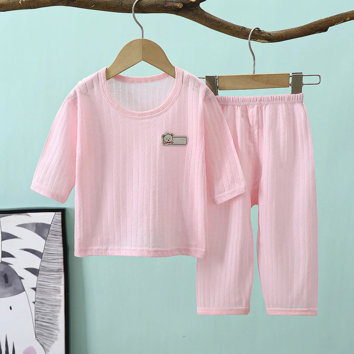 2PCS/Set Summer Children Clothes Girls Boys Cartoon Cute Casual Short Sleeve Cotton Baby Tops+Pants