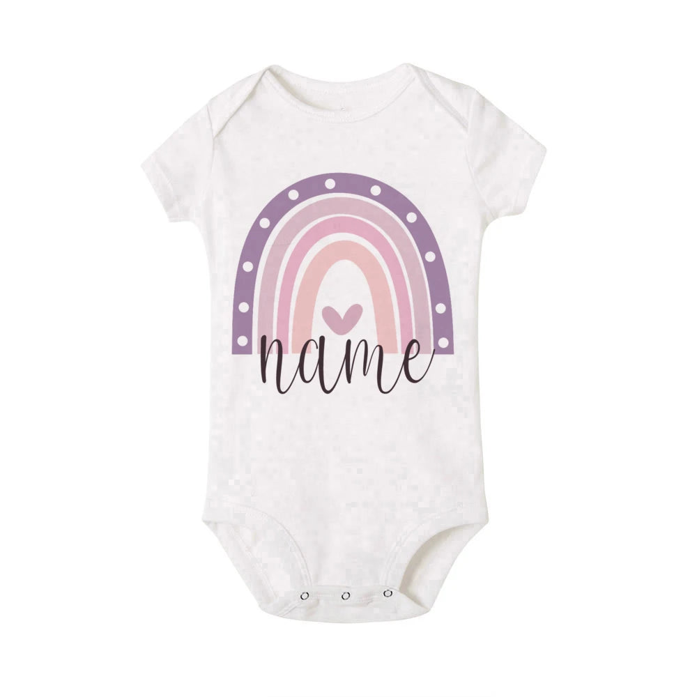Personalized Baby Bodysuit Rainbow with Name Infant Jumpsuit Boys Girls Outfits Romper Custom Toddler Clothes Baby Shower Gift