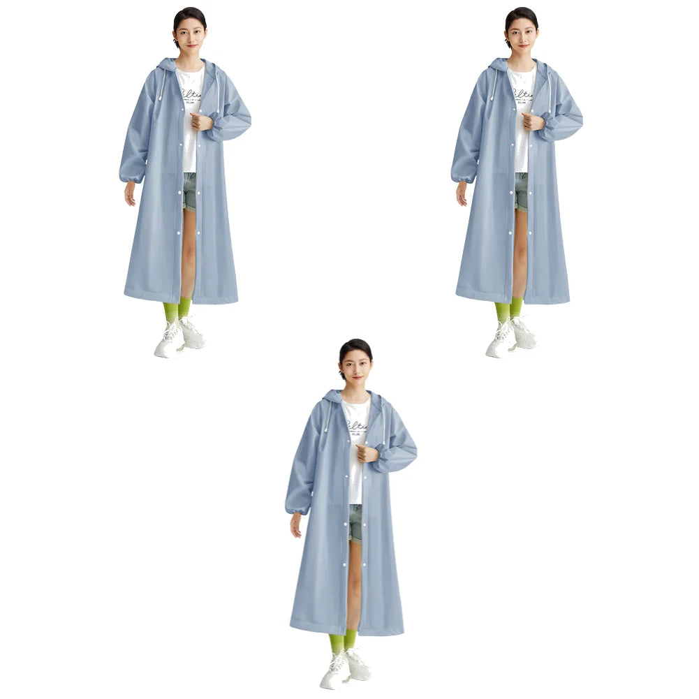 3-10PCS Disposable Adult Long Raincoat Windproof Hooded Rain Poncho Drawstring Long Hooded Rain Coats for Travel Emergency