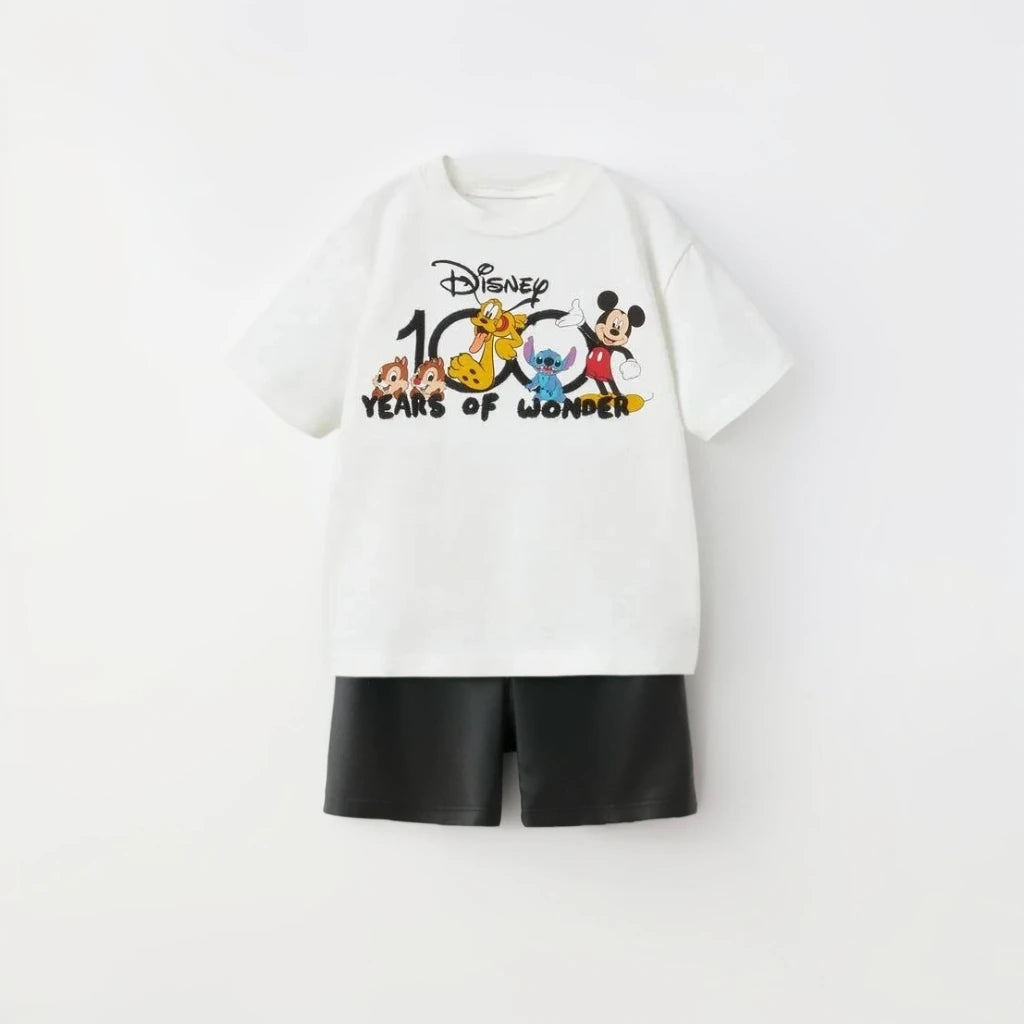 2025 Baby Summer Clothing Girls And Boys 9 Months To 6 Years Old T-shirt Children's Cloths Summer Mickey Children's Clothing Set