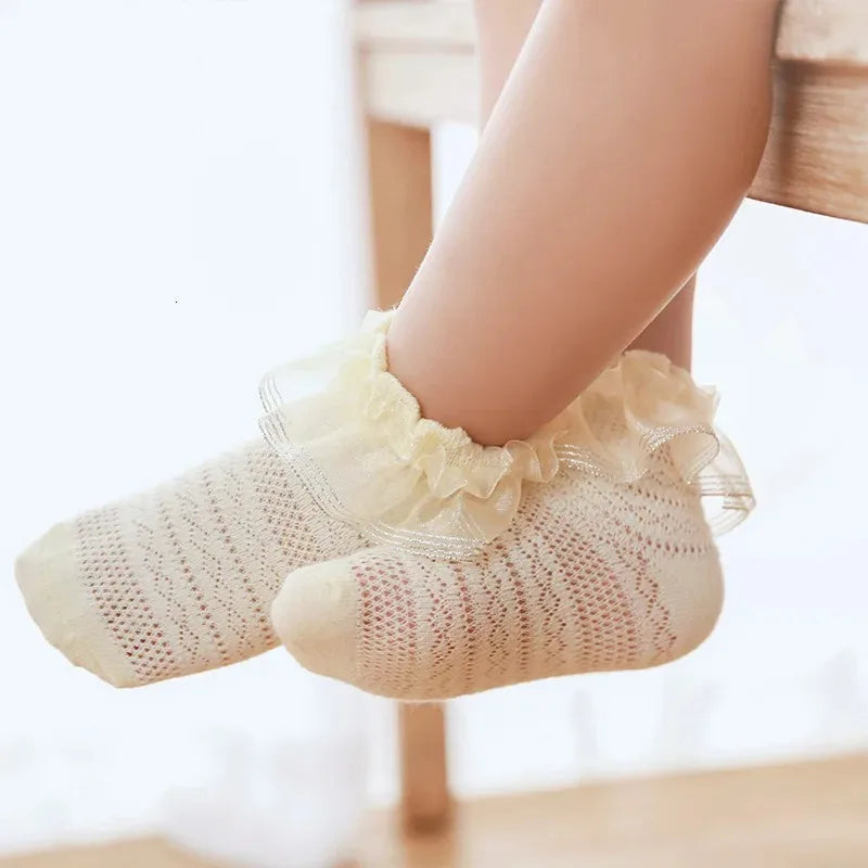 Baby Girl 0-3 Years Summer Ruffle Socks Cute Infant Princess Toddler Dress Frilly Breathable Cotton Socks 0-12/12-24/24-36M Kids